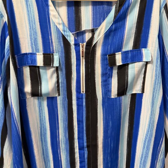Cato Womens Blue/Black Striped Blouse Size 26/28W Polyester blouse - Picture 7 of 12